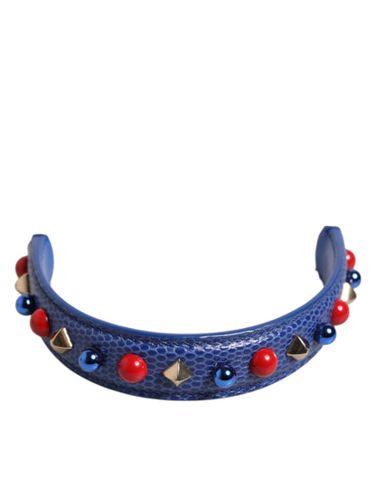 Correa de hombro para mujer Dolce & Gabbana azul con adornos de piel