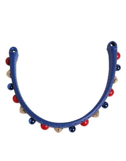 Correa de hombro para mujer Dolce & Gabbana azul con adornos de piel