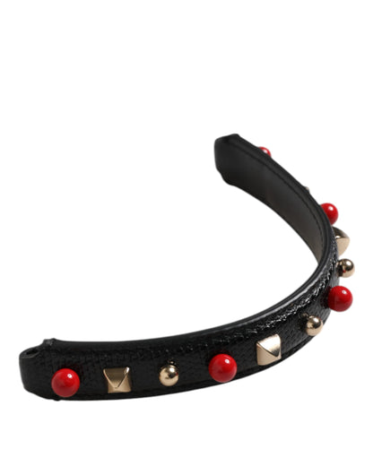 Dolce & Gabbana Asa de Bolso de Cuero Negro Adornado con Bandolera para Mujer