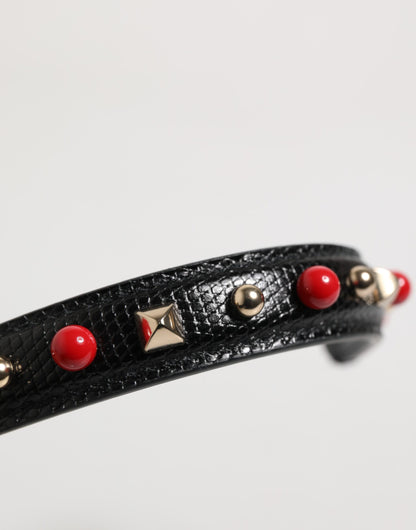 Dolce & Gabbana Asa de Bolso de Cuero Negro Adornado con Bandolera para Mujer