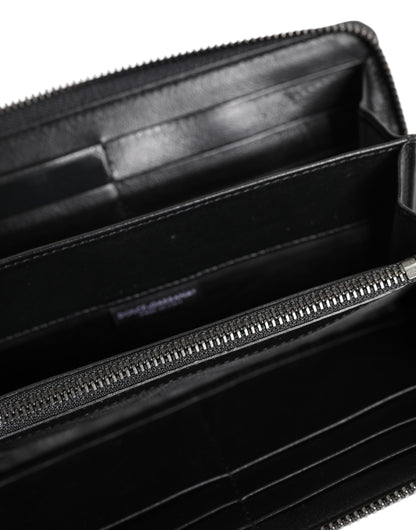 Dolce & Gabbana Cartera continental para hombre de piel exótica en negro y azul