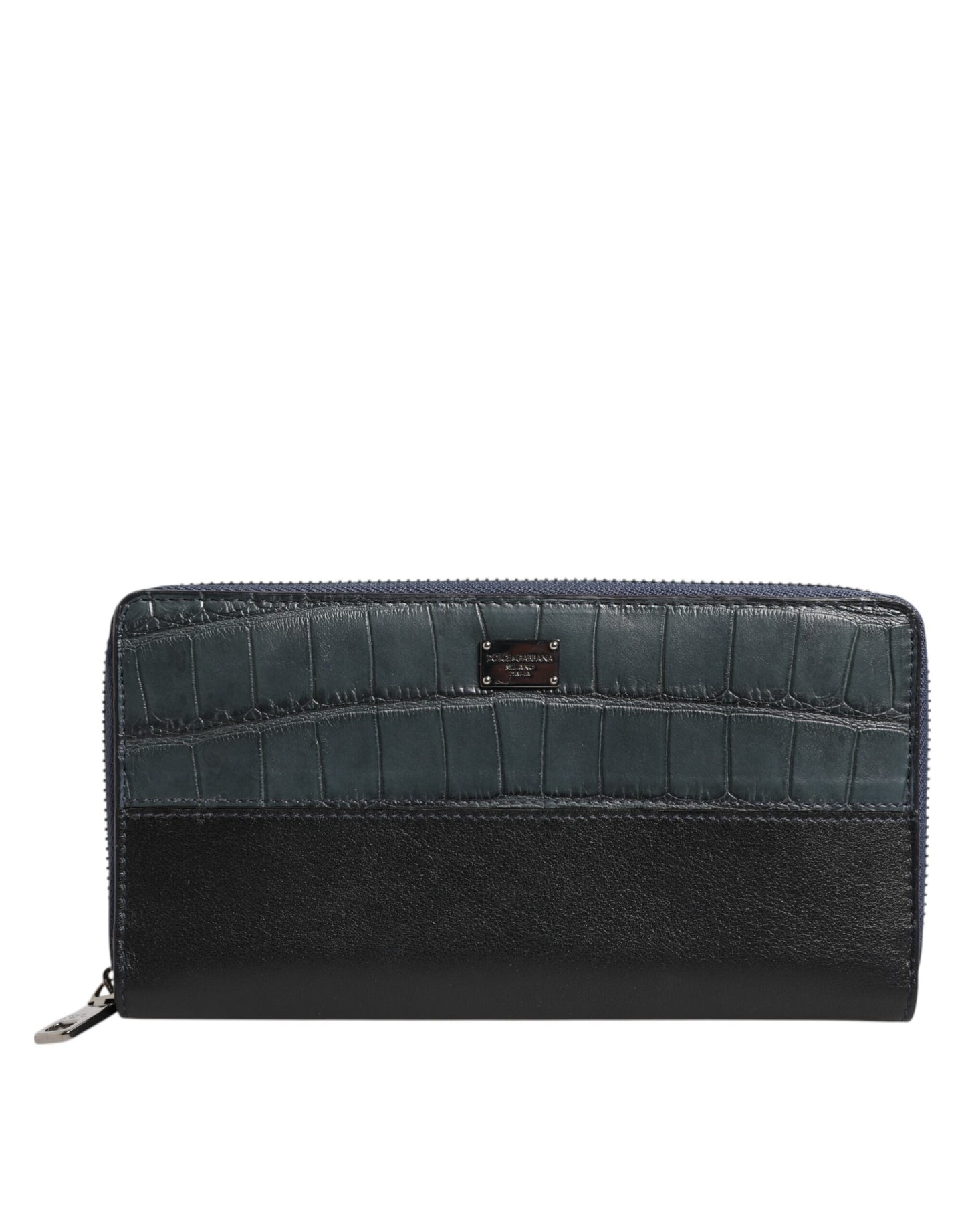 Dolce & Gabbana Cartera continental para hombre de piel exótica en negro y azul
