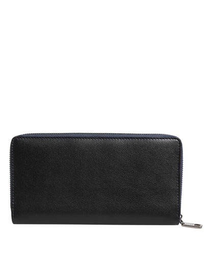 Dolce & Gabbana Cartera continental para hombre de piel exótica en negro y azul