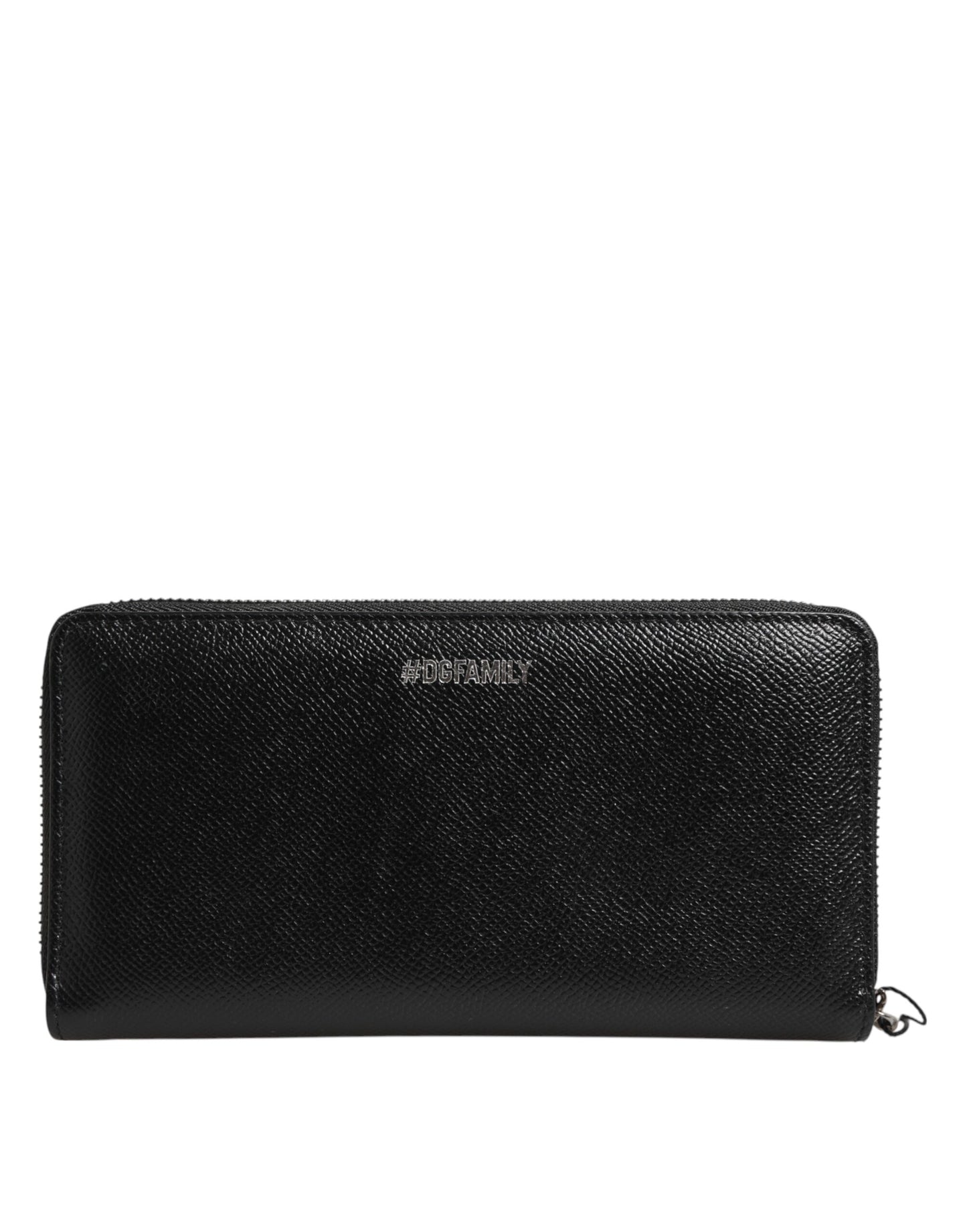 Billetera continental para hombre Dolce & Gabbana de cuero negro con cremallera #DGFAMILY