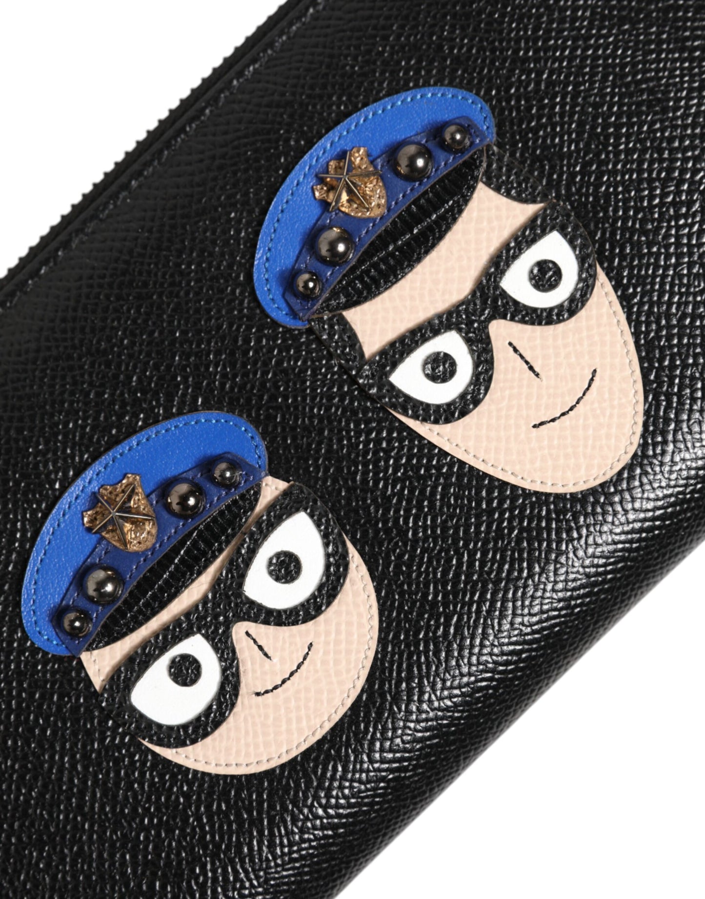 Billetera continental para hombre Dolce & Gabbana de cuero negro con cremallera #DGFAMILY
