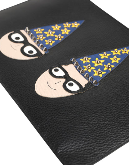 Bolso de mano/sobre para hombre Dolce & Gabbana de cuero negro con adornos #DGFAMILY