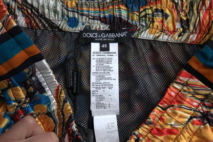 Pantalón de satén con estampado de mármol multicolor de Dolce & Gabbana