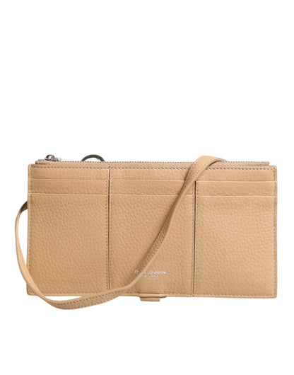 Billetera Grande Tarjetero de Piel de Becerro Beige Dolce & Gabbana
