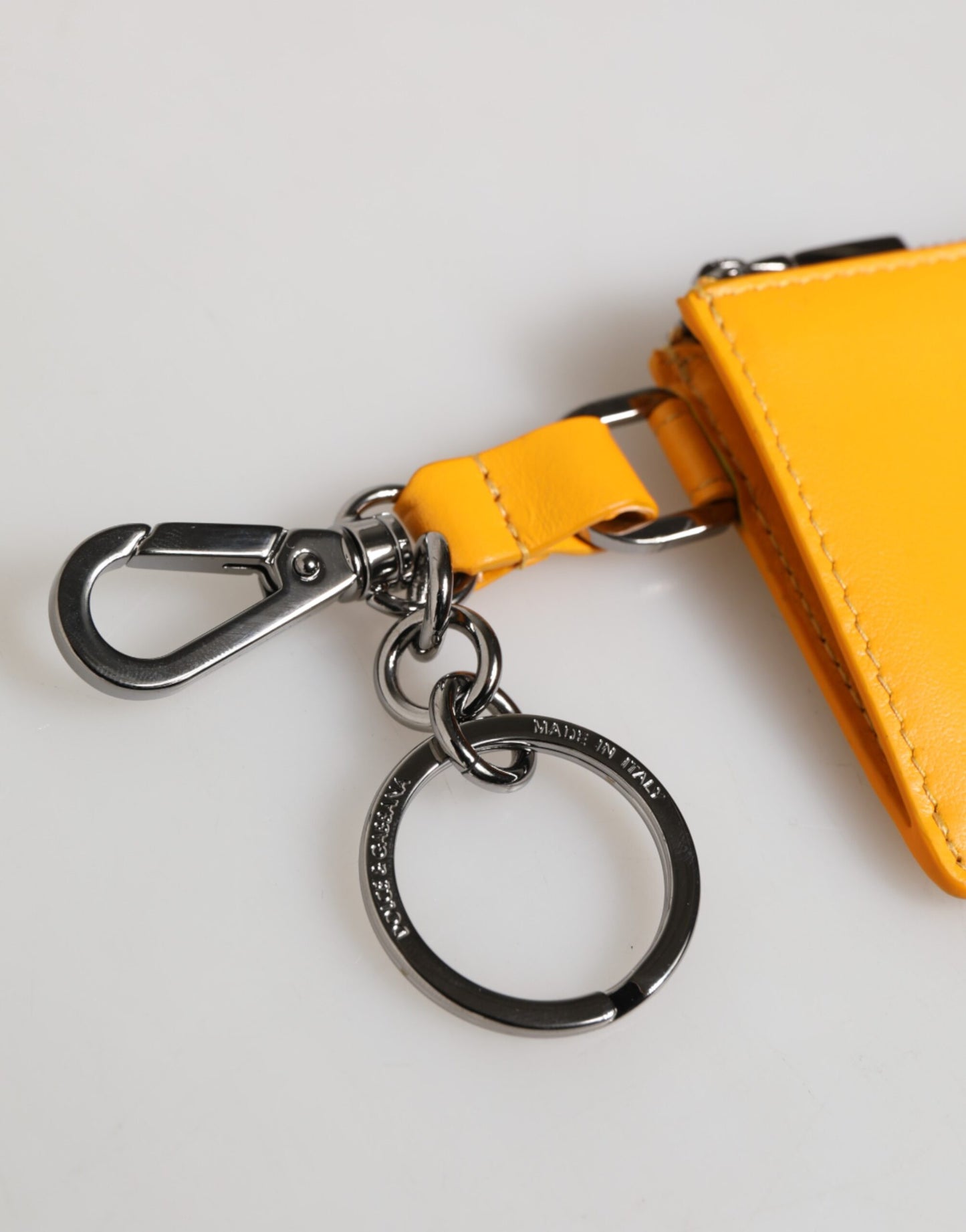 Cartera Clip On de Cuero Naranja Amarillo para Tarjetas de Crédito y Llaves Dolce & Gabbana