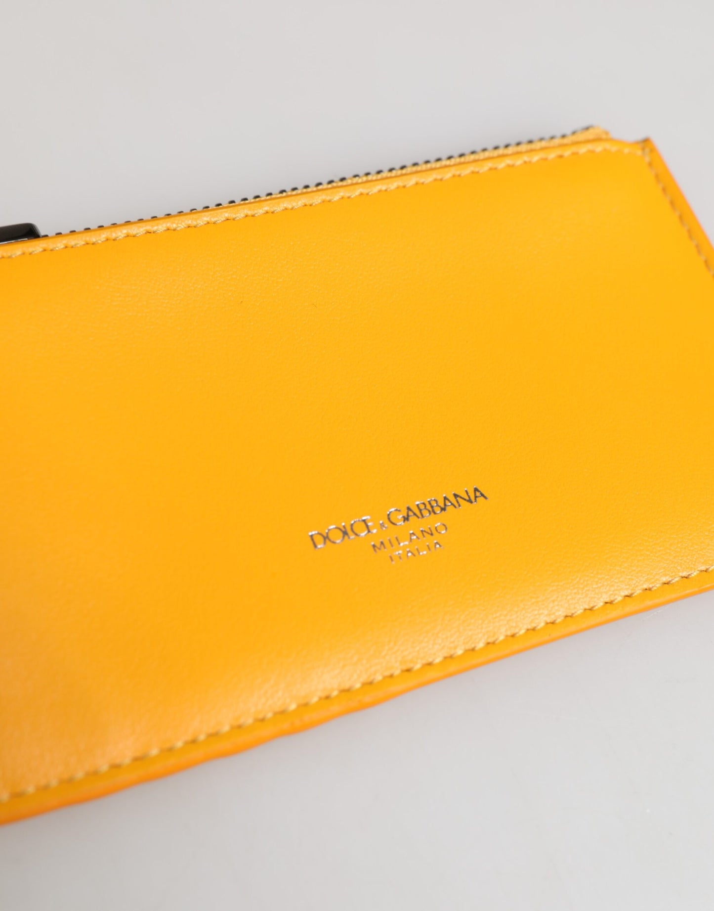 Cartera Clip On de Cuero Naranja Amarillo para Tarjetas de Crédito y Llaves Dolce & Gabbana