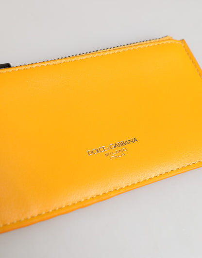 Cartera Clip On de Cuero Naranja Amarillo para Tarjetas de Crédito y Llaves Dolce & Gabbana