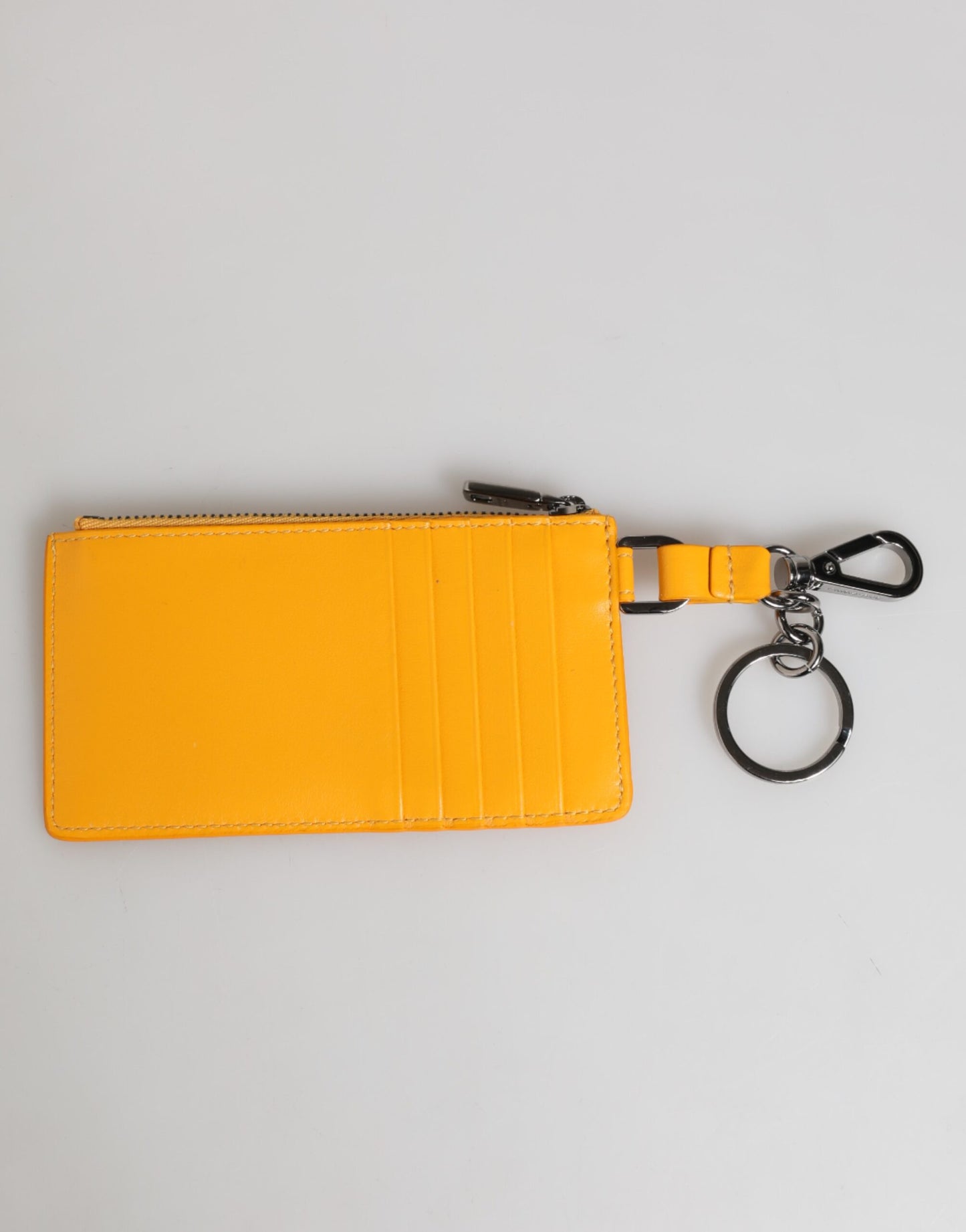 Cartera Clip On de Cuero Naranja Amarillo para Tarjetas de Crédito y Llaves Dolce & Gabbana