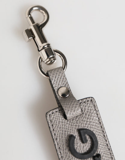 Llavero Dolce & Gabbana de cuero gris con logo y anilla metálica para hombre