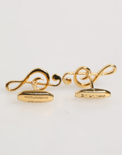 Dolce & Gabbana Gemelos de metal de latón con nota musical dorada para hombre