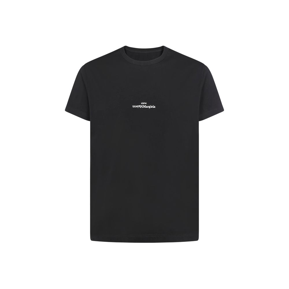 Camiseta de algodón negra Maison Margiela