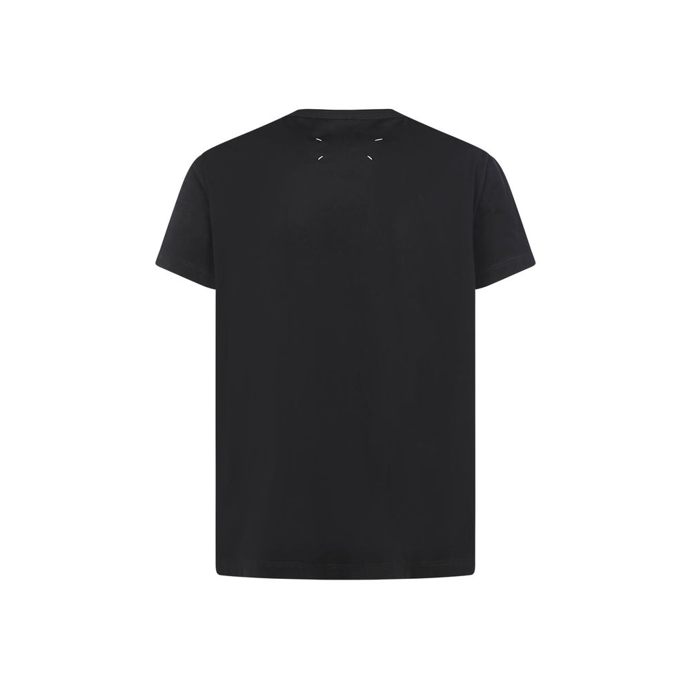 Camiseta de algodón negra Maison Margiela