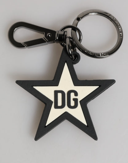 Llavero Dolce & Gabbana de goma blanco y negro con logo DG y estrella para hombre