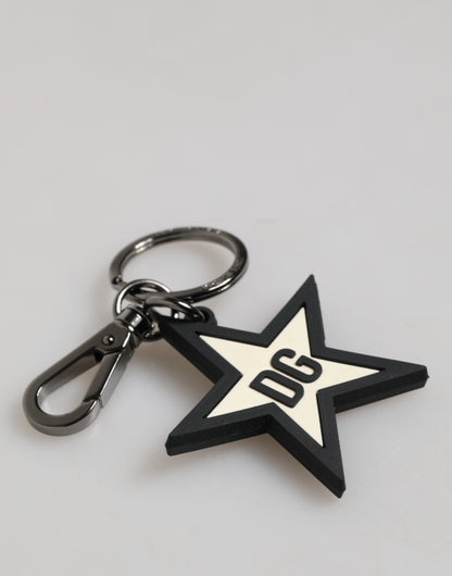 Llavero Dolce & Gabbana de goma blanco y negro con logo DG y estrella para hombre