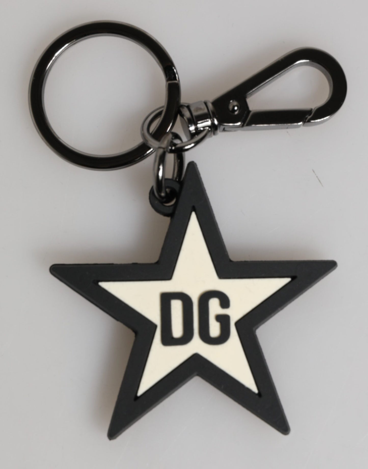 Llavero Dolce & Gabbana de goma blanco y negro con logo DG y estrella para hombre