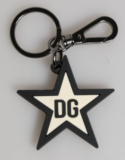 Llavero Dolce & Gabbana de goma blanco y negro con logo DG y estrella para hombre
