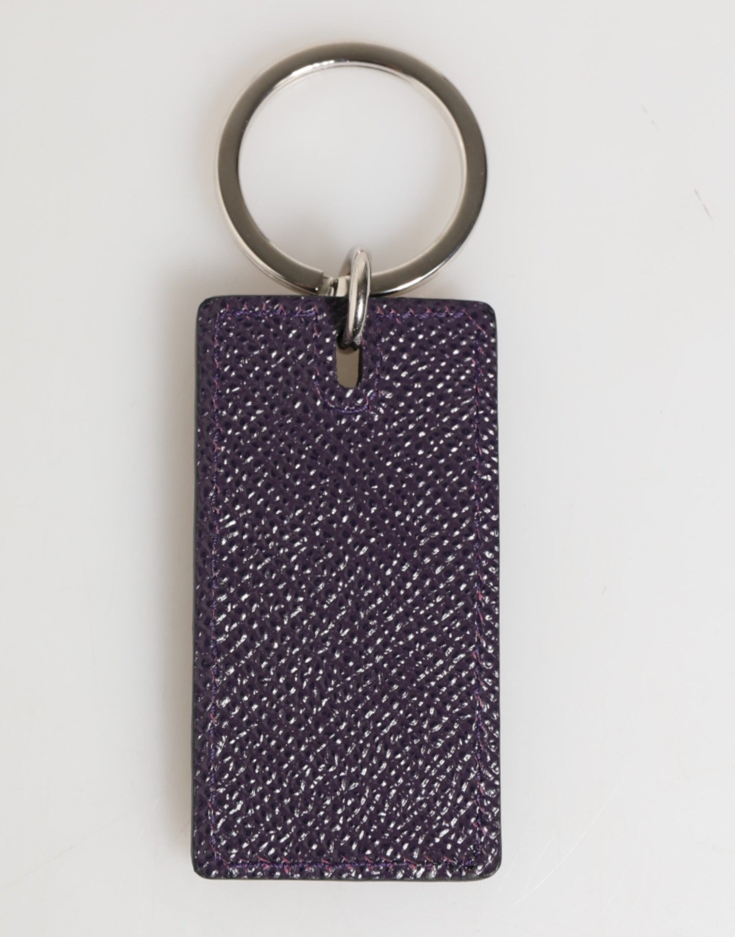 Dolce & Gabbana Llavero de metal con logo de cuero violeta para hombre