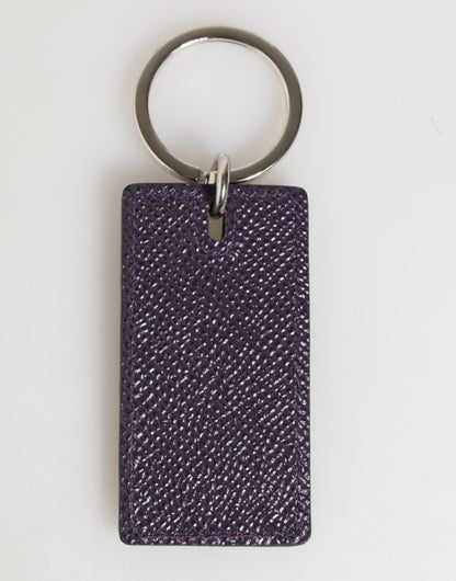 Dolce & Gabbana Llavero de metal con logo de cuero violeta para hombre