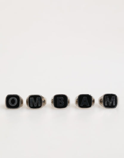 Anillo Ajustable Dolce & Gabbana de Latón Plateado con Letras, Set de 5 Piezas