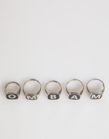 Anillo Ajustable Dolce & Gabbana de Latón Plateado con Letras, Set de 5 Piezas