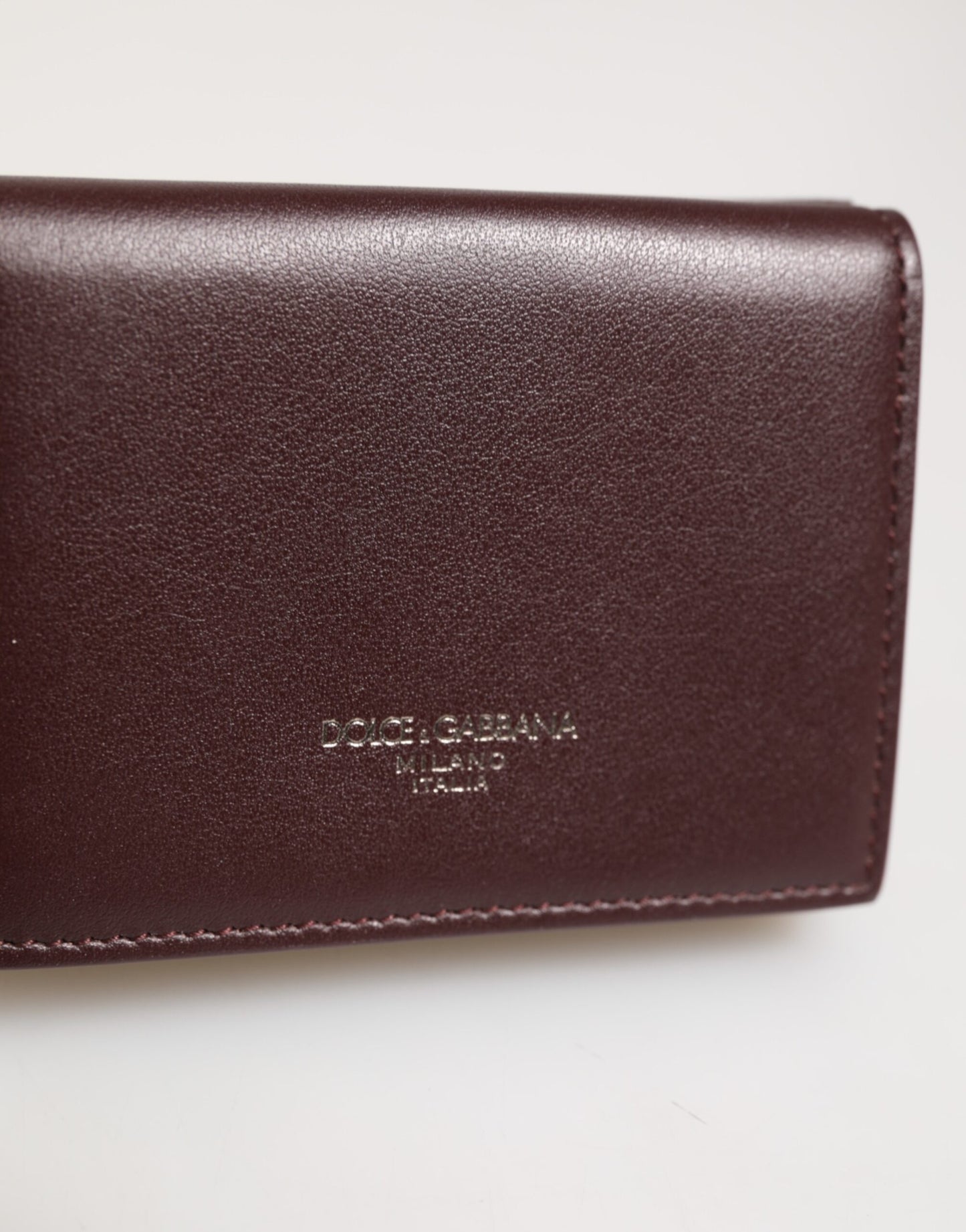 Tarjetero Trifold Dolce & Gabbana de Piel con Logo Grabado para Hombre Marrón Oscuro