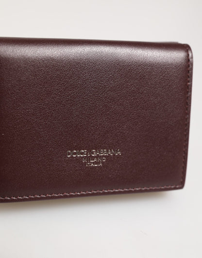 Tarjetero Trifold Dolce & Gabbana de Piel con Logo Grabado para Hombre Marrón Oscuro