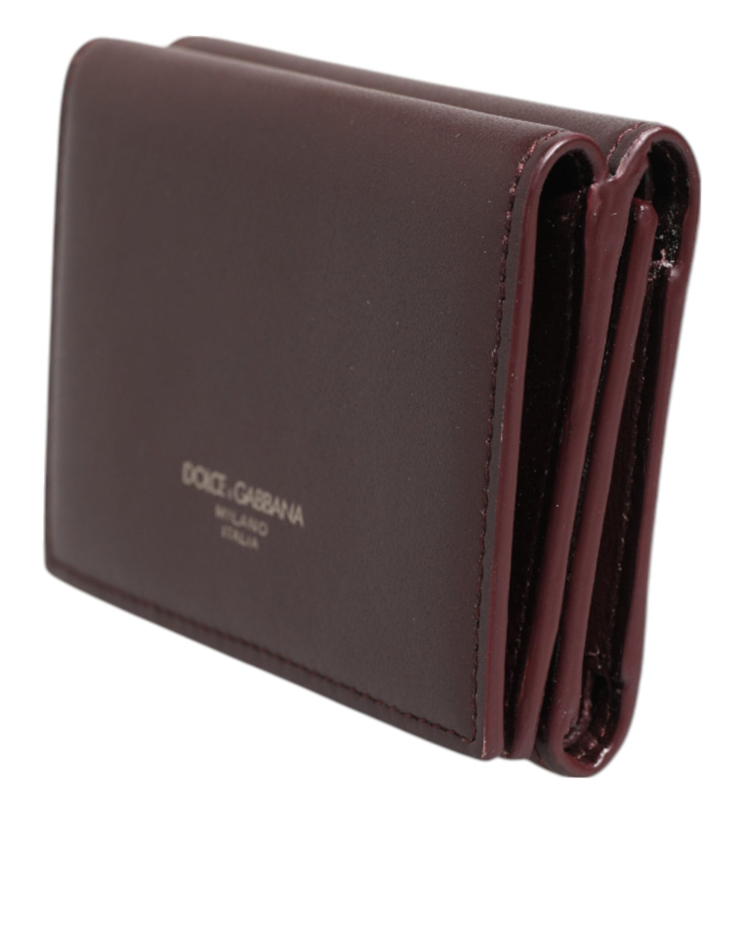 Tarjetero Trifold Dolce & Gabbana de Piel con Logo Grabado para Hombre Marrón Oscuro