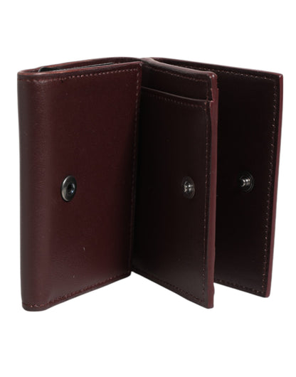 Tarjetero Trifold Dolce & Gabbana de Piel con Logo Grabado para Hombre Marrón Oscuro