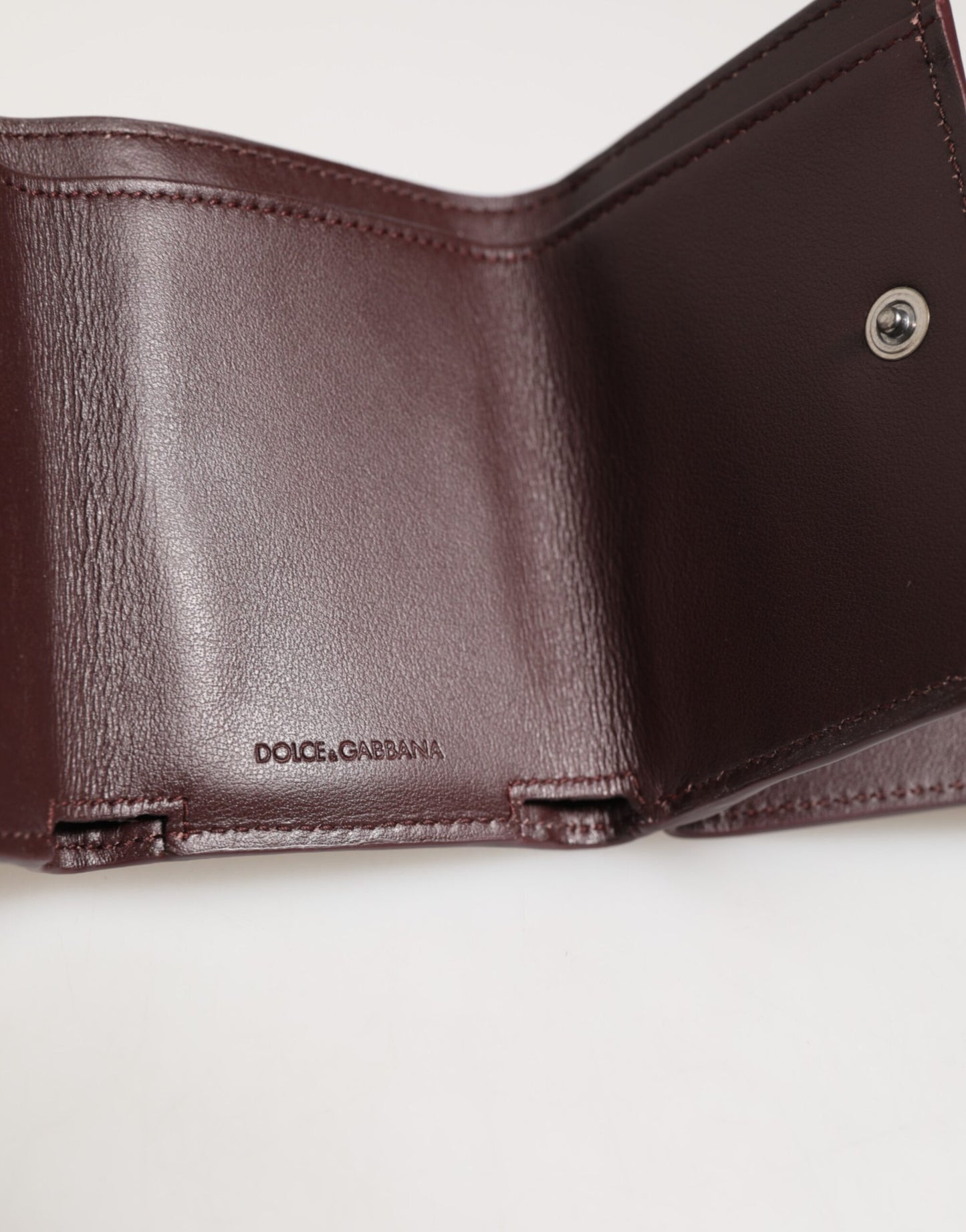 Tarjetero Trifold Dolce & Gabbana de Piel con Logo Grabado para Hombre Marrón Oscuro
