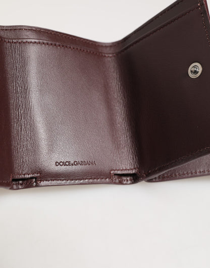 Tarjetero Trifold Dolce & Gabbana de Piel con Logo Grabado para Hombre Marrón Oscuro