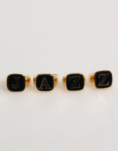 Anillo ajustable de 4 piezas con letras JAZZ de latón dorado de Dolce & Gabbana