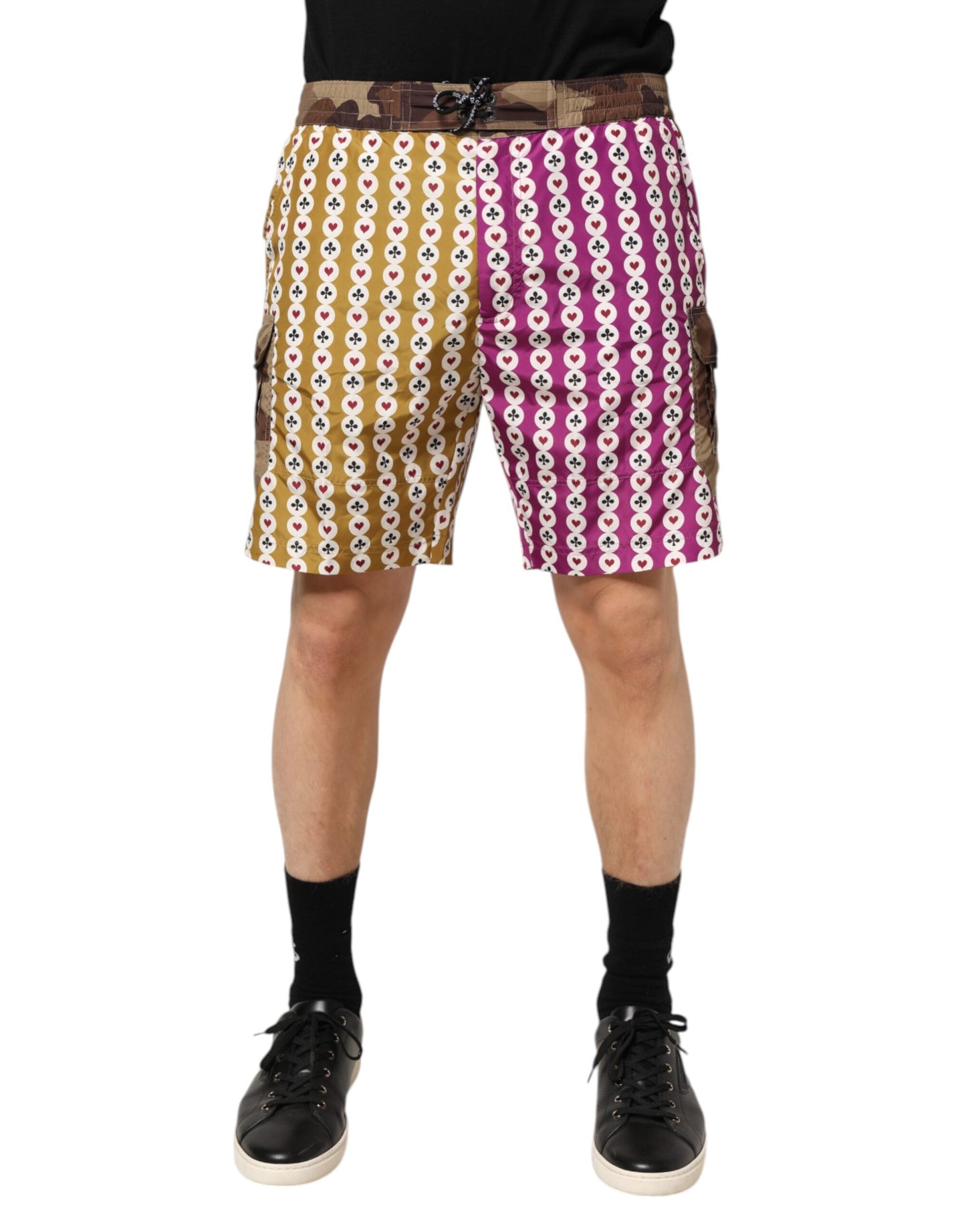 Bañador corto Dolce & Gabbana camuflaje naipes multicolor