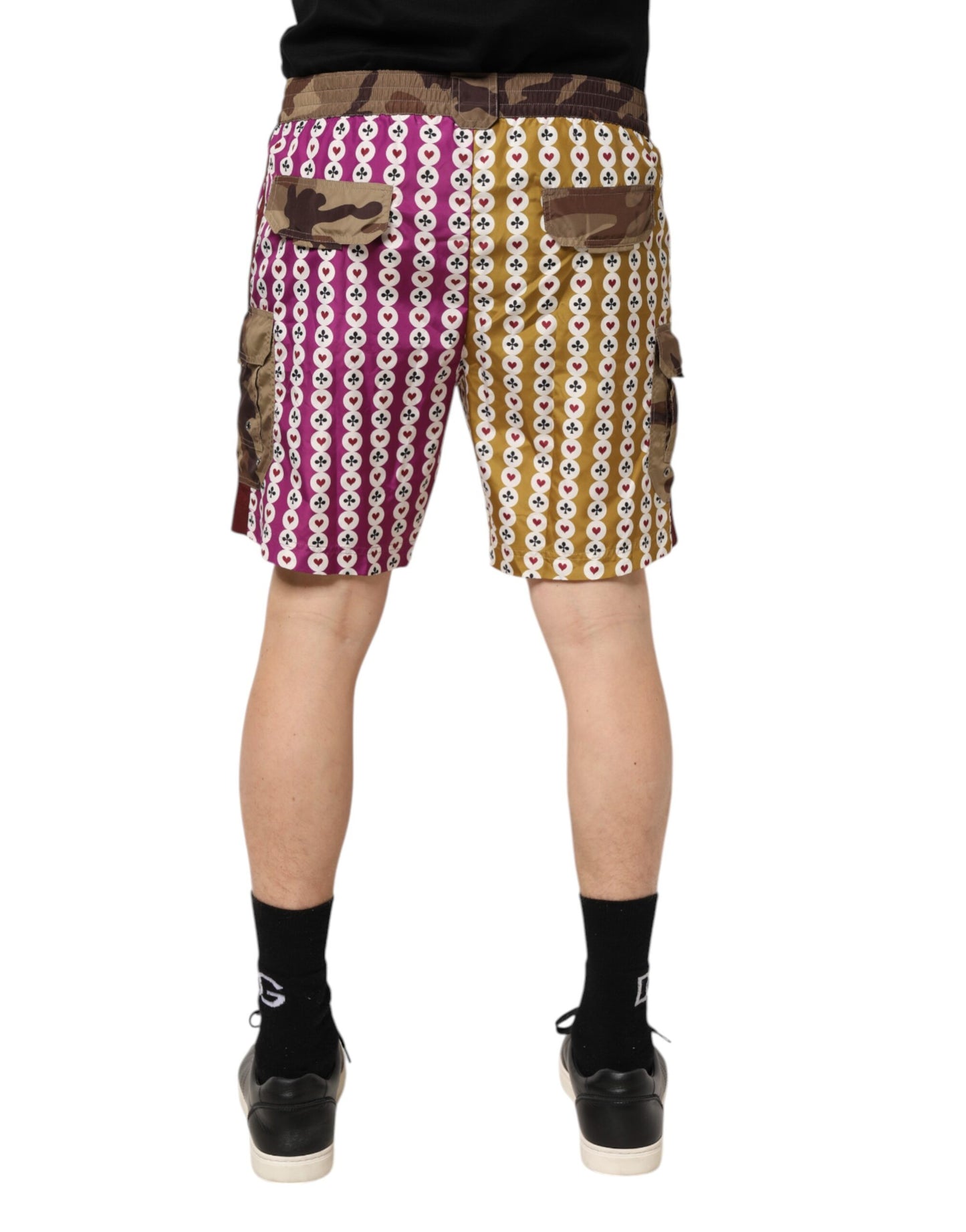 Bañador corto Dolce & Gabbana camuflaje naipes multicolor