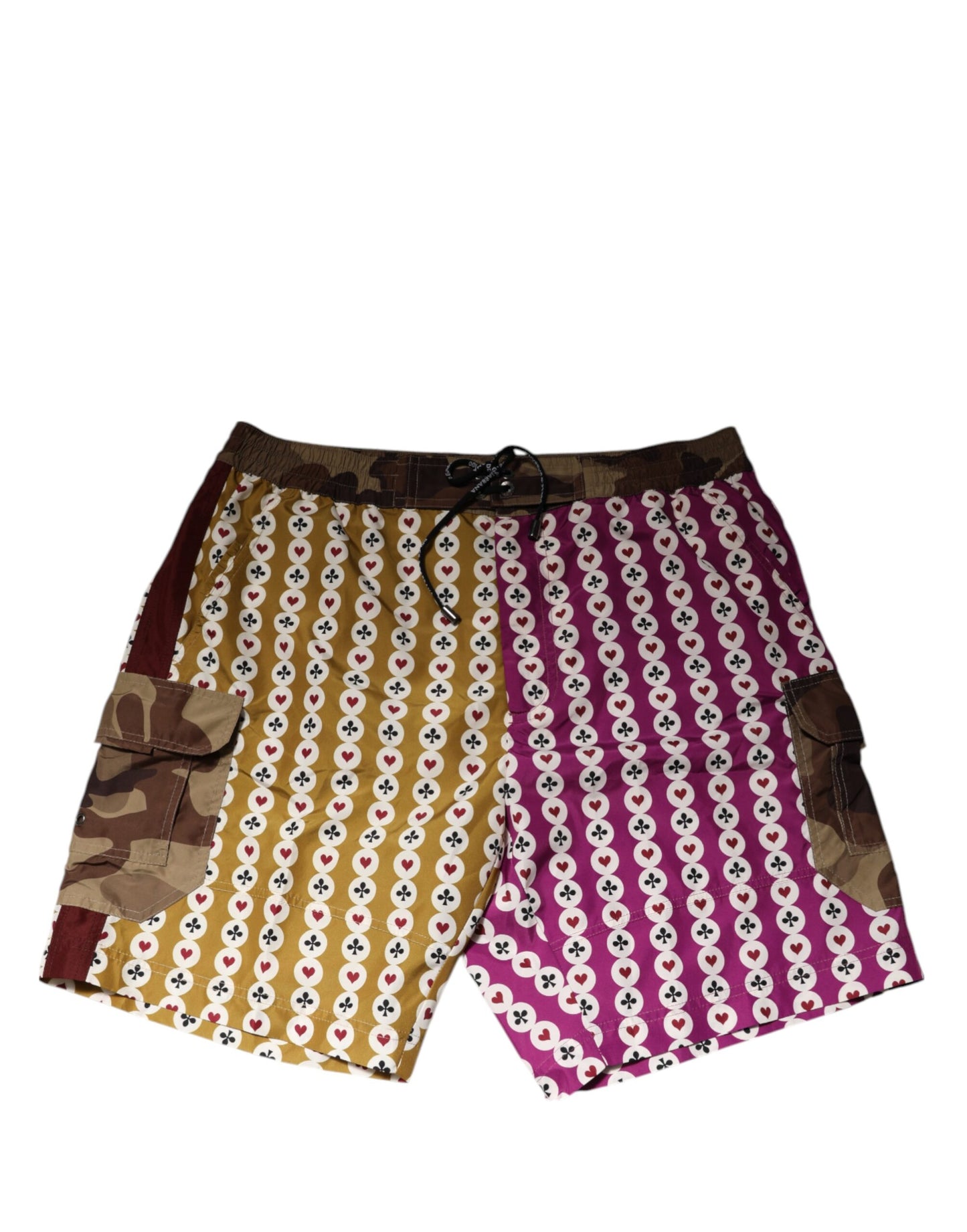 Bañador corto Dolce & Gabbana camuflaje naipes multicolor