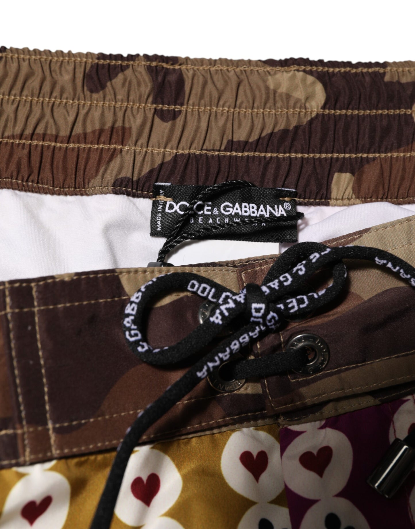 Bañador corto Dolce & Gabbana camuflaje naipes multicolor