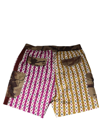 Bañador corto Dolce & Gabbana camuflaje naipes multicolor