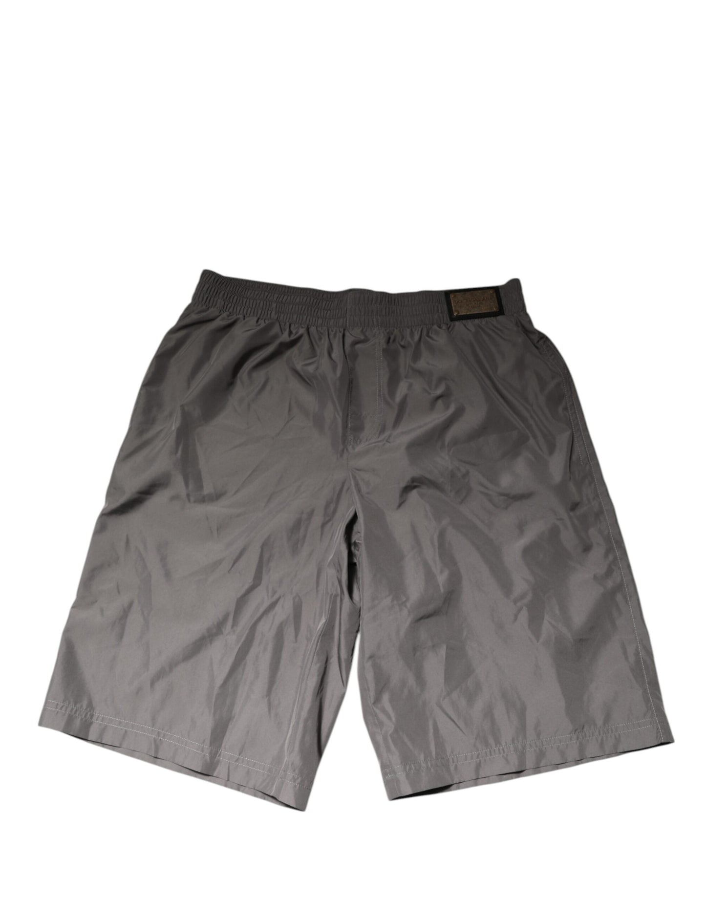 Dolce & Gabbana Bañador Pantalón Corto de Nailon Gris Claro con Cintura Elástica