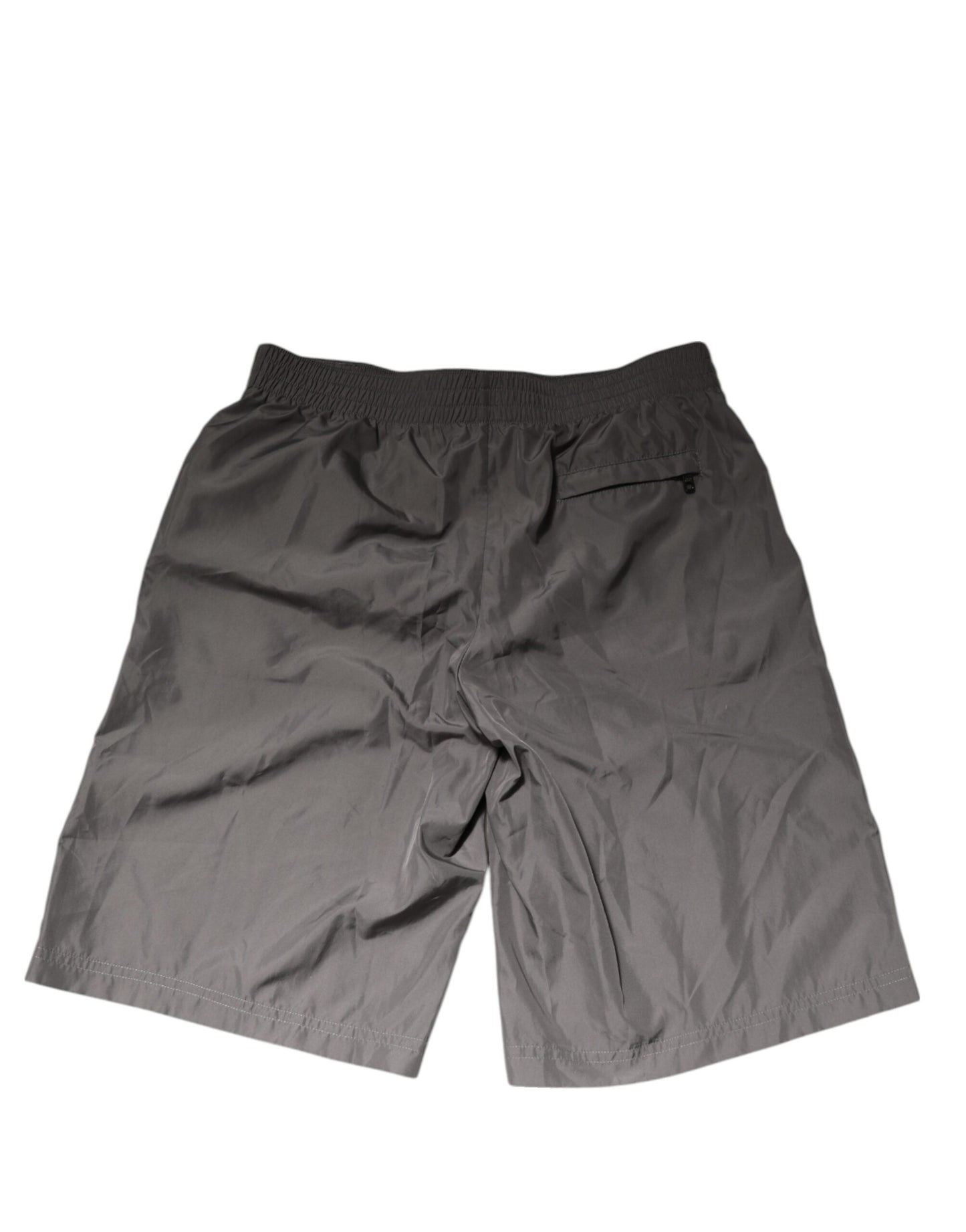 Dolce & Gabbana Bañador Pantalón Corto de Nailon Gris Claro con Cintura Elástica