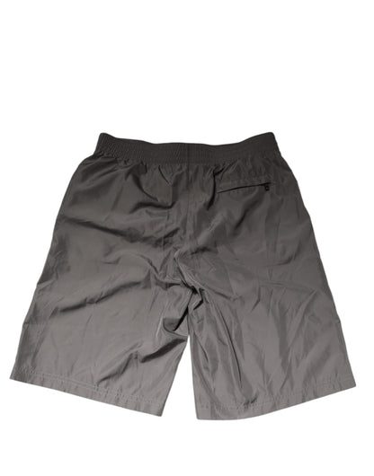 Dolce & Gabbana Bañador Pantalón Corto de Nailon Gris Claro con Cintura Elástica
