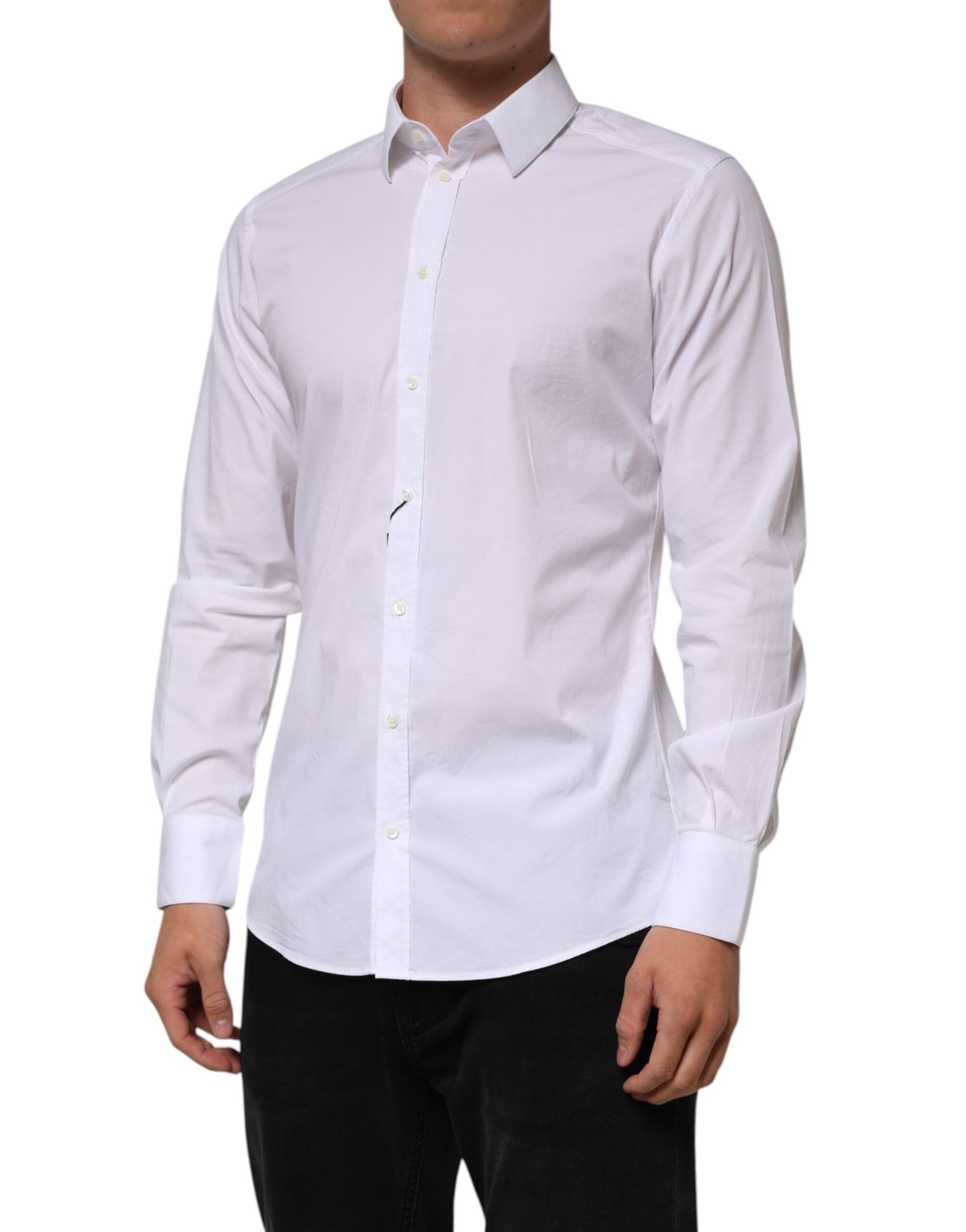 Camisa Formal de Algodón Blanca de Manga Larga para Hombre GOLD de Dolce & Gabbana