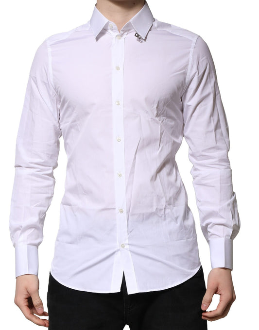 Camisa formal de manga larga Dolce & Gabbana de algodón blanco GOLD