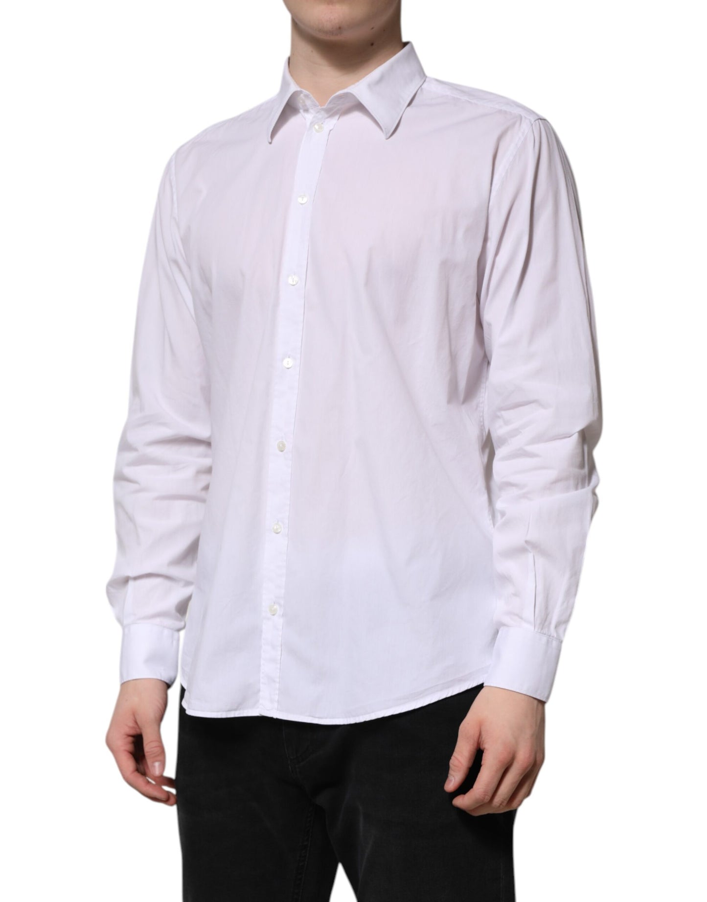 Camisa de manga larga de algodón blanco Dolce & Gabbana Modelo STAFF