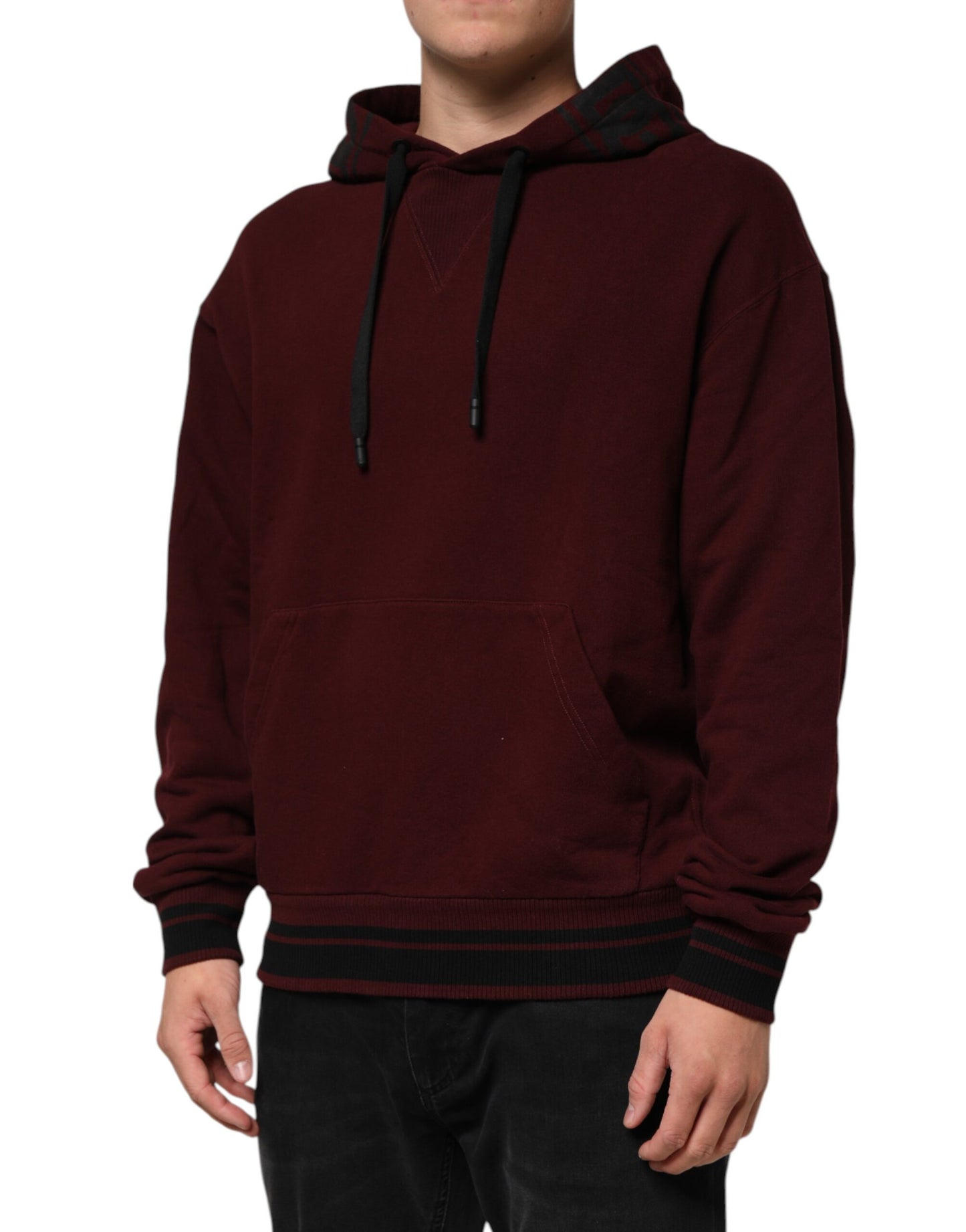 Sudadera con Capucha de Algodón Burdeos con Forro a Cuadros para Hombre Dolce & Gabbana