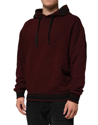 Sudadera con Capucha de Algodón Burdeos con Forro a Cuadros para Hombre Dolce & Gabbana