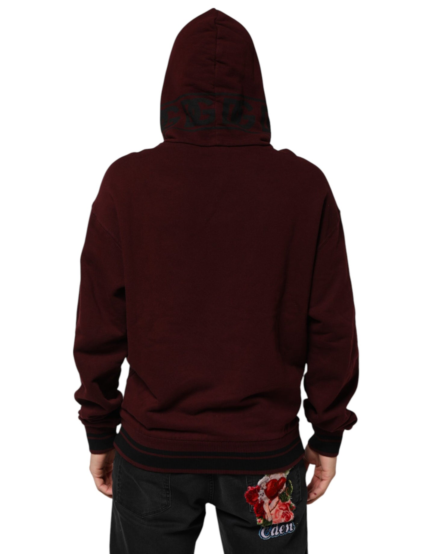Sudadera con Capucha de Algodón Burdeos con Forro a Cuadros para Hombre Dolce & Gabbana
