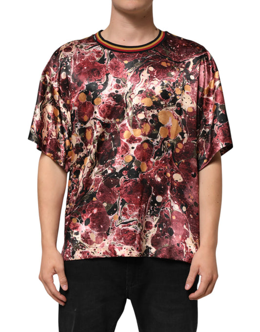 Camiseta extragrande Dolce & Gabbana de poliéster multicolor con estampado de mármol